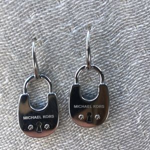 Michael Kors MK Silver Lock Earrings NWOT